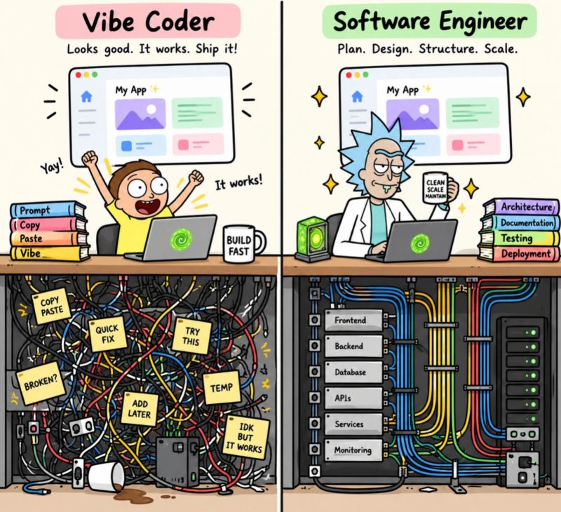 Vibe coder vs software engineer: same app on screen, completely different infrastructure underneath